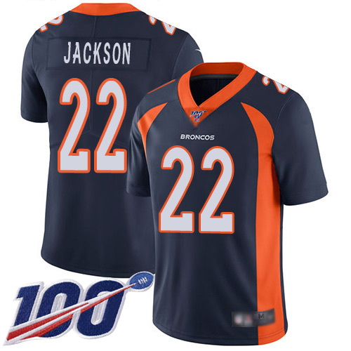 Men Denver Broncos #22 Kareem Jackson Navy Blue Alternate Vapor Untouchable Limited Player 100th Season Football NFL Jersey->denver broncos->NFL Jersey